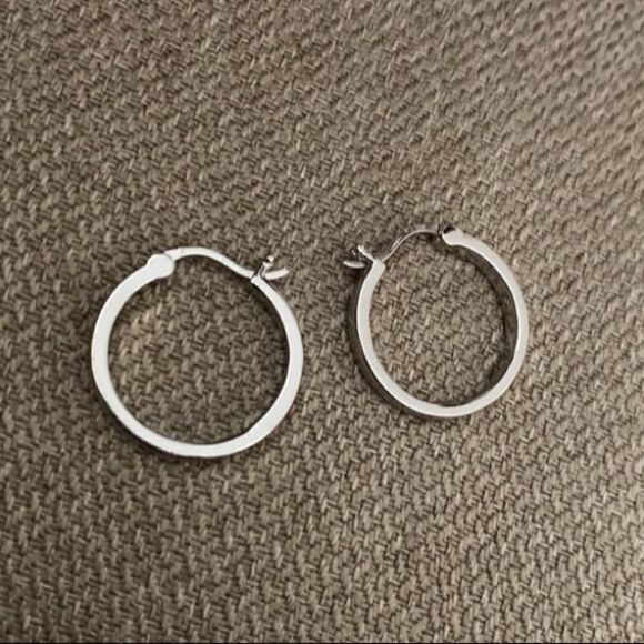 sterling silver post small hoop earrings - Picture 3 of 3